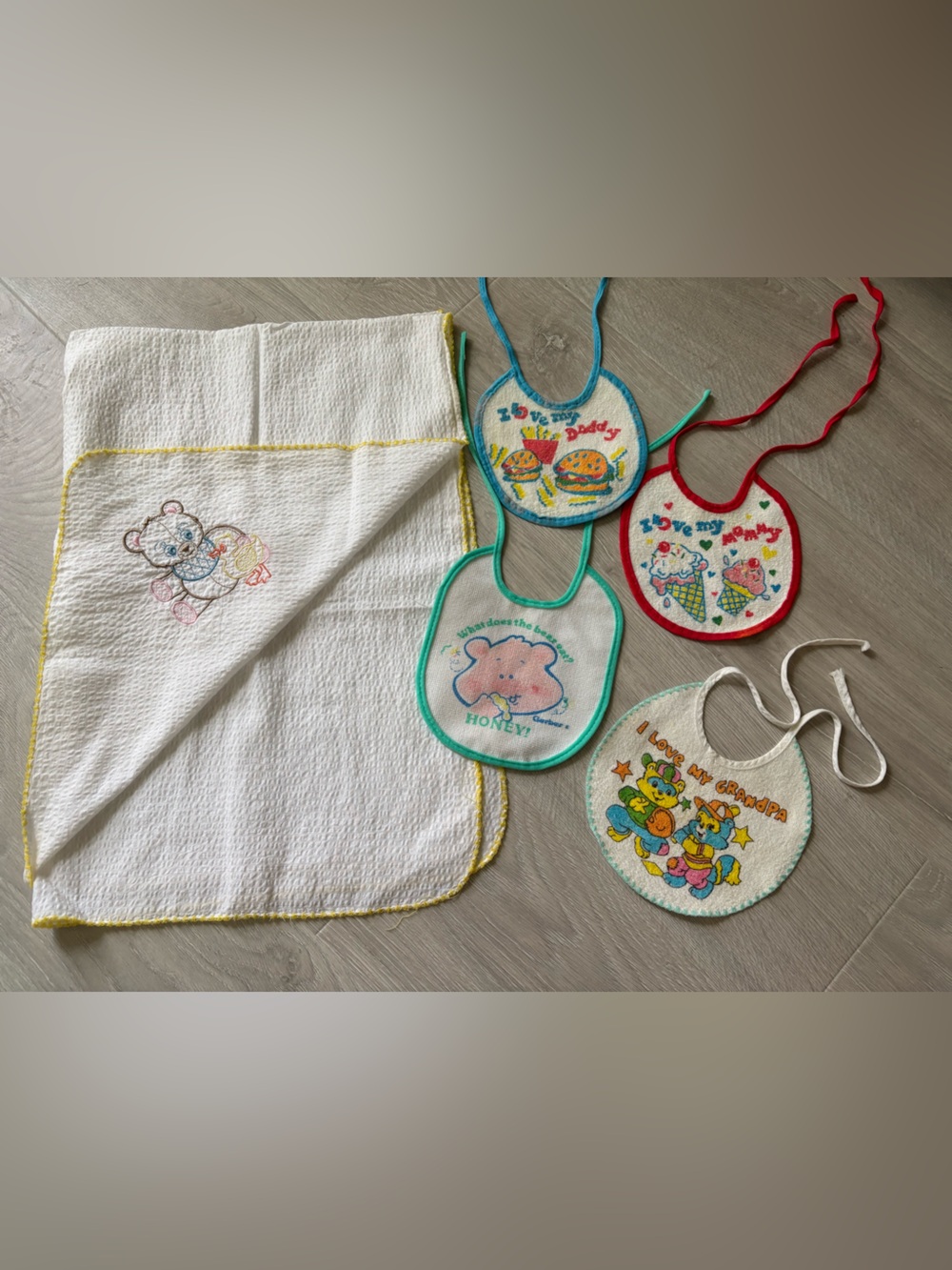 Vintage nursing cloth and bibs